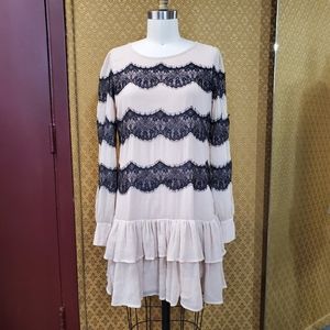 Striped Lace ruffle skirt dress